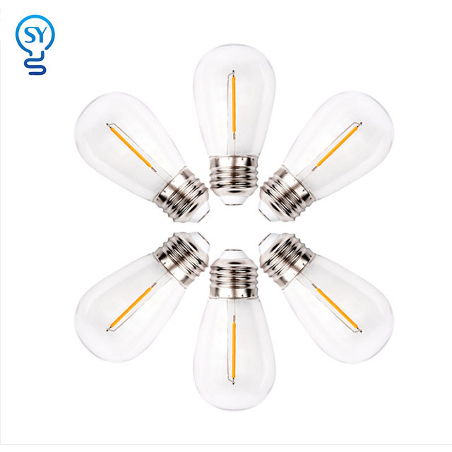 LED Manufacturers S14 E27 Screw 1W 2W Edison Bulb Outdoor Light String LED Filament Bulb Light