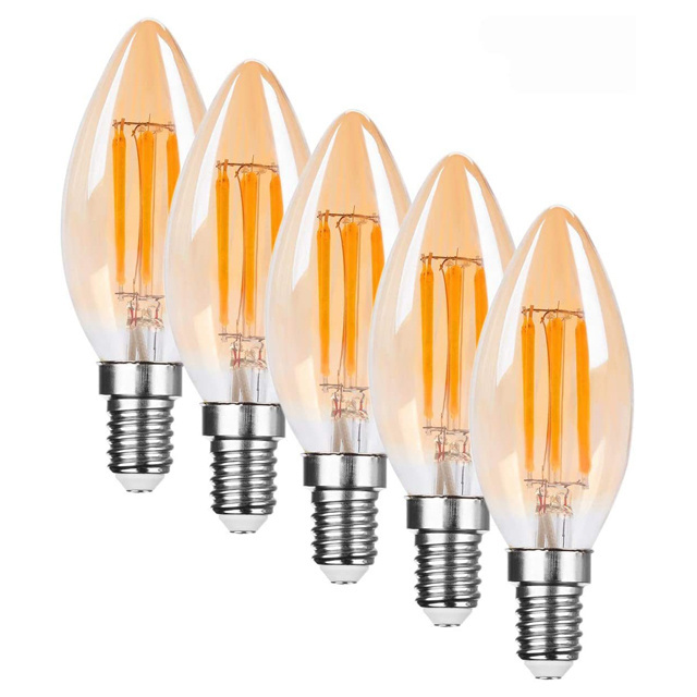 Led energy-saving light bulb C37 candle e14 small screw tip bubble pull tail warm light white light crystal lamp chandelier bulb