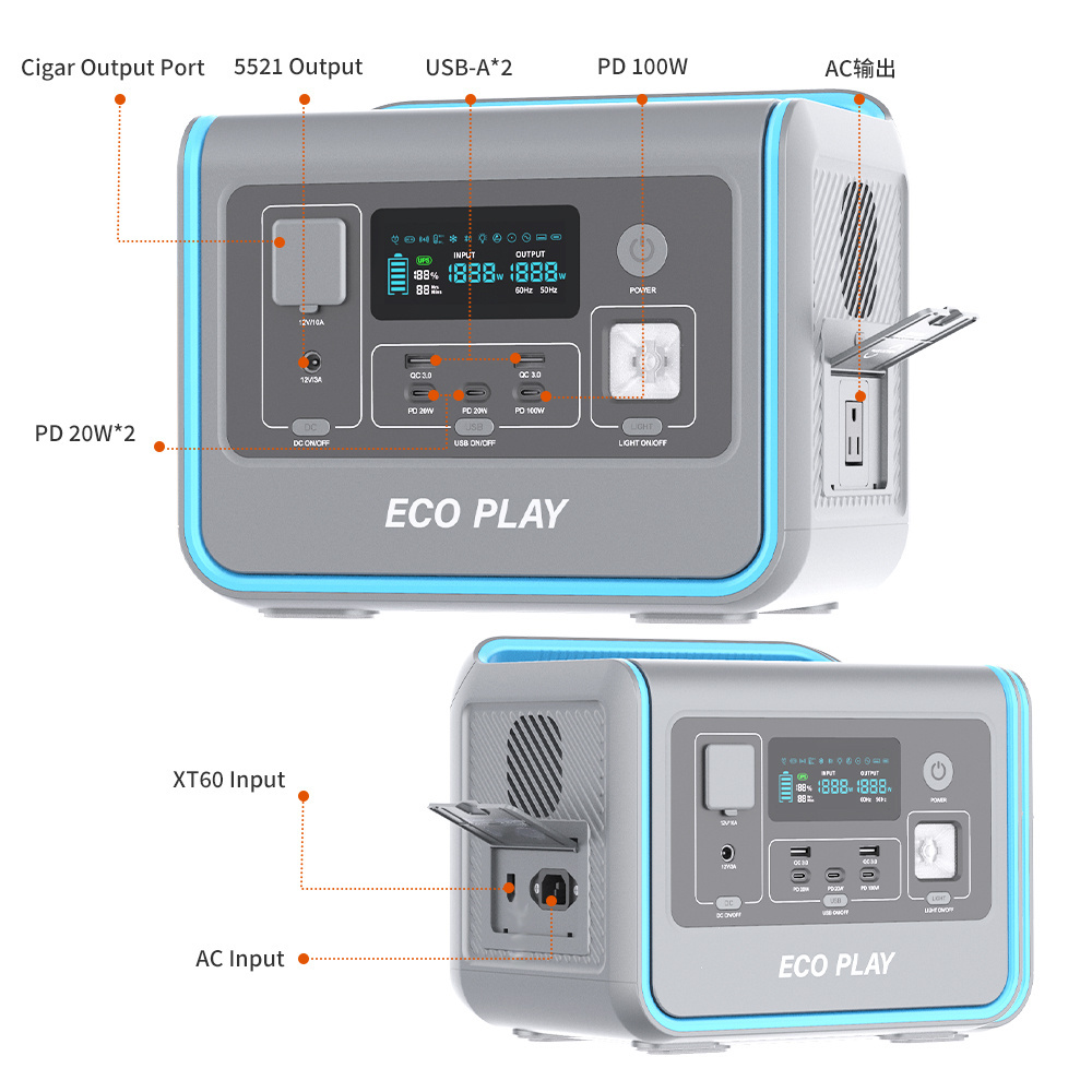 Energy Storage Power Supply 512Wh/800W DC AC Sine Wave Inverter Solar Generator Portable Power Station