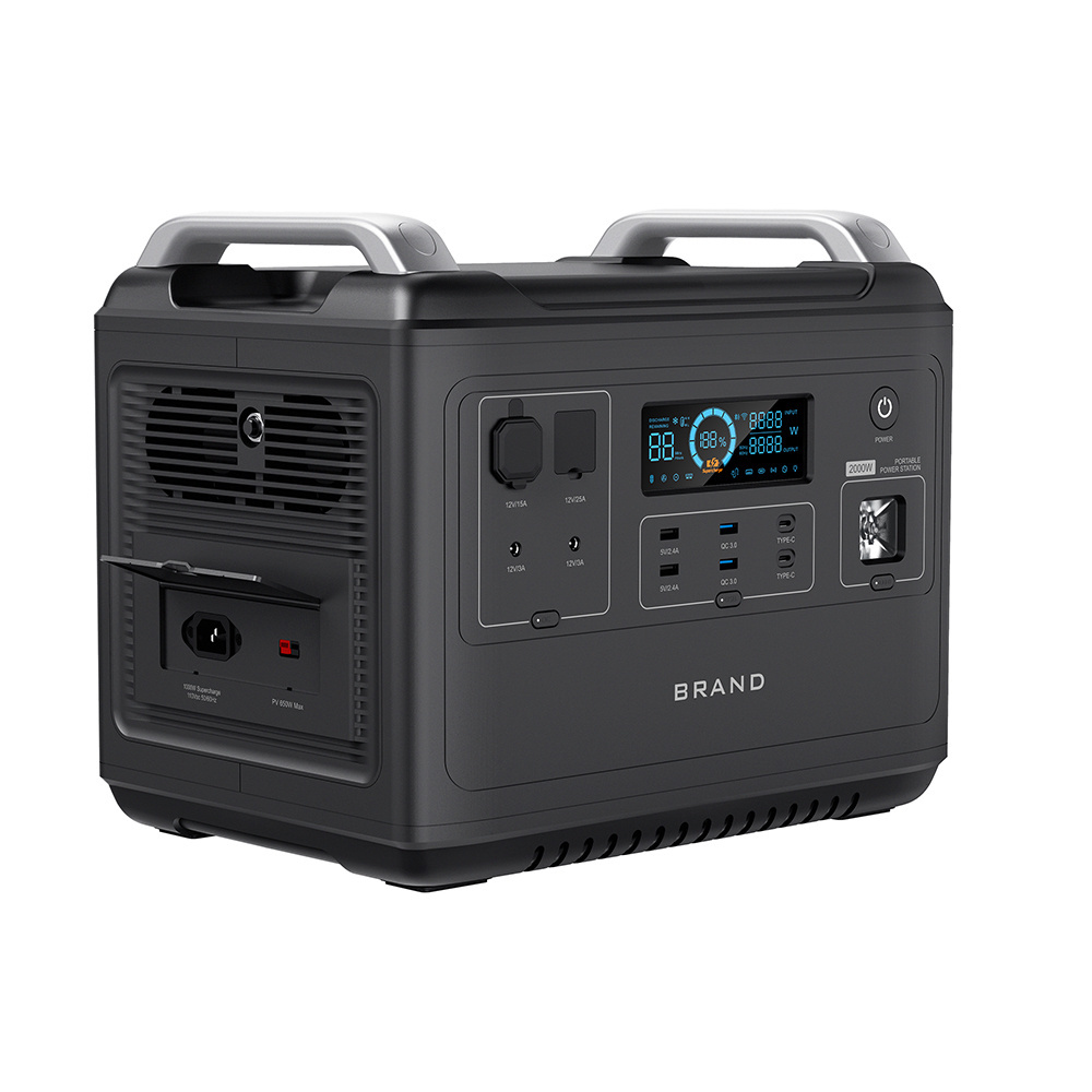 Outdoor Camping gear 2kw Portable Power Station High Capacity Charge Mobile Devices Off-grid Events Super Fast Charge Solar