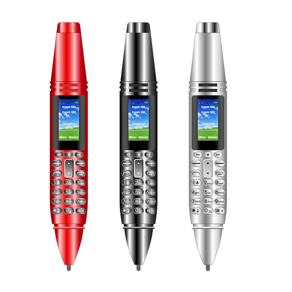 AK007 Small Pen Shape Dialer Mobile Phones with Camera Flashlight Tiny Screen GSM Dual SIM with Recording Mini Pen Cellphone