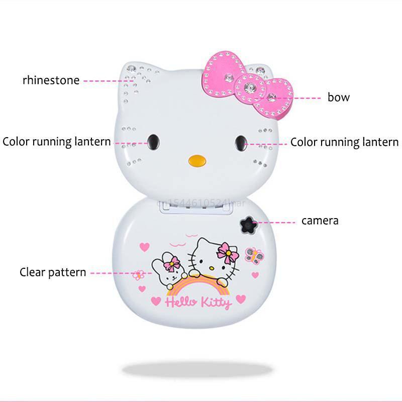 Cute Mini Koki Kitty Mobile Phone Flip Cartoon F80 Kids Dual Sim 2G GSM Keyboard Botton MP3 Player Unlocked Feature Cellphone