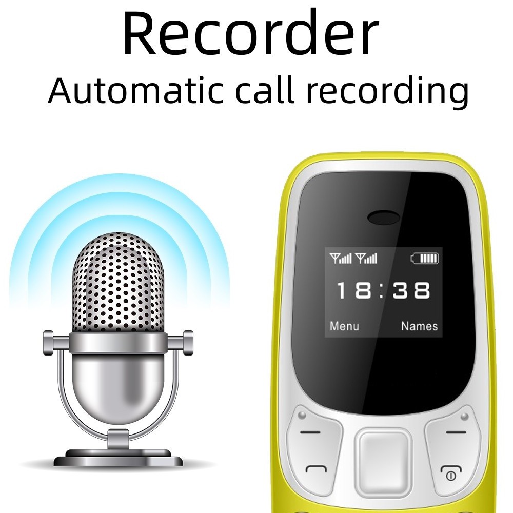 BM10 Mini Mobile Phone Earphone Voice Changer Dialer Low Radiation Call Recording 2 SIM Small Feature Phone Unlocked Cellphone