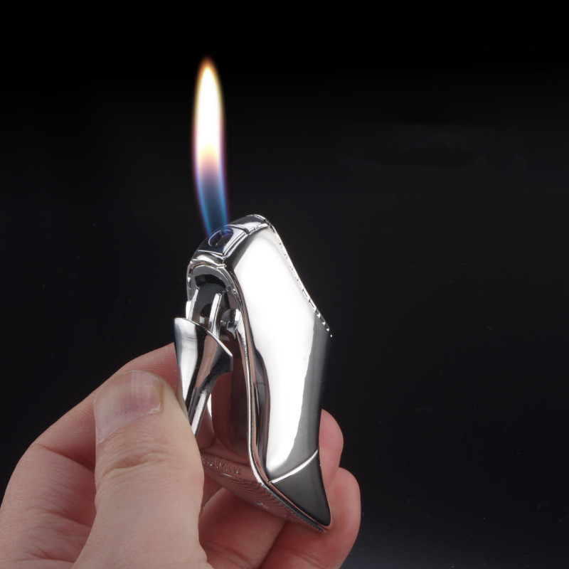 Womens Creative High Heels Cigar Cigarette Lighter Open Flame Lighter Cycle Inflatable Lighter Wholesale for Ladies