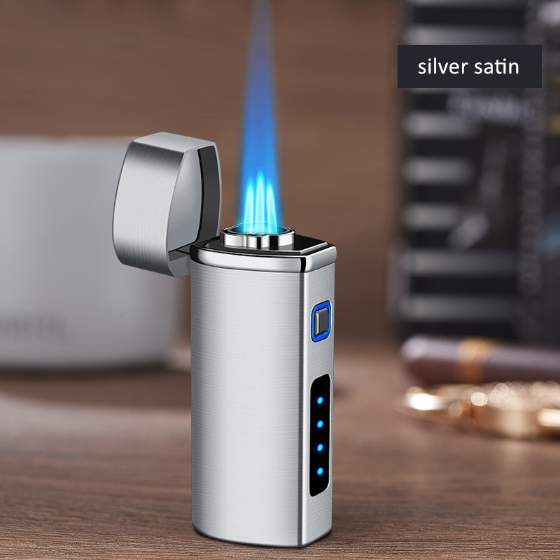 Wholesale USB Charging Cigar Lighter Custom Logo Refillable Windproof Triple Jet Flame Torch Cigar Lighter Metal Jet Lighter