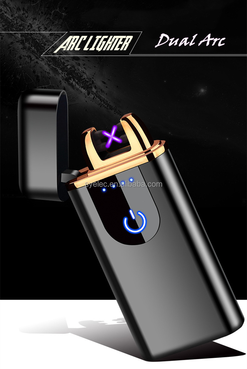 USB metal charging lighter windproof electronic lighters touch sensitive for men gadgets cigarette smoking