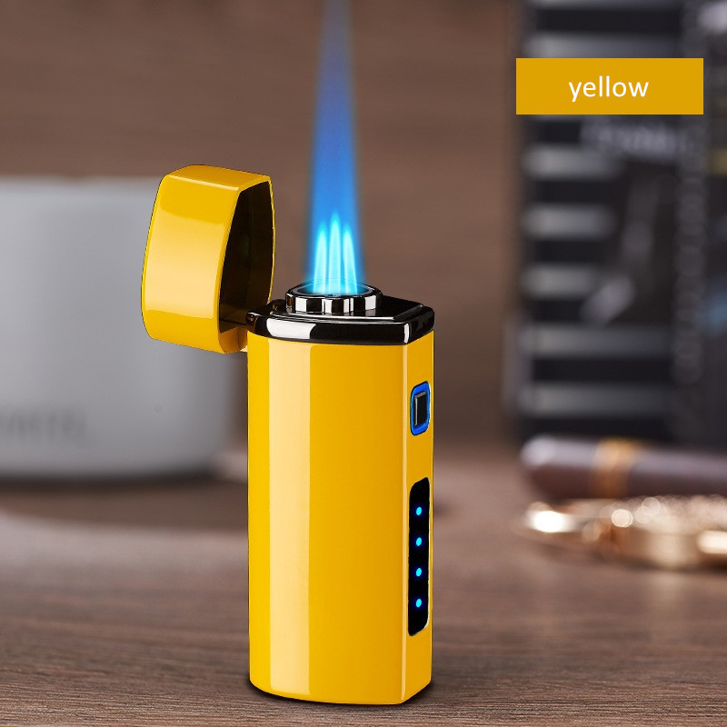 USB 2.0 Metal Triple Jet Lighter Gas Aanstekers Flame Butane Cigar Torch Lighter with Cigar Punch Cutter Lighters Custom Logo