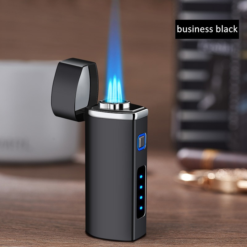 USB 2.0 Metal Triple Jet Lighter Gas Aanstekers Flame Butane Cigar Torch Lighter with Cigar Punch Cutter Lighters Custom Logo