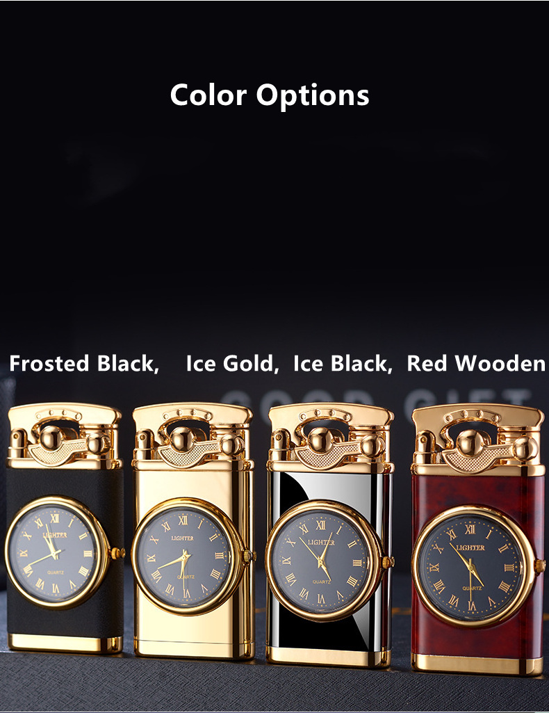 Customized windproof cigarette cigar butane refillable gas torch smoking accessories jet clock watch encendedores lighter