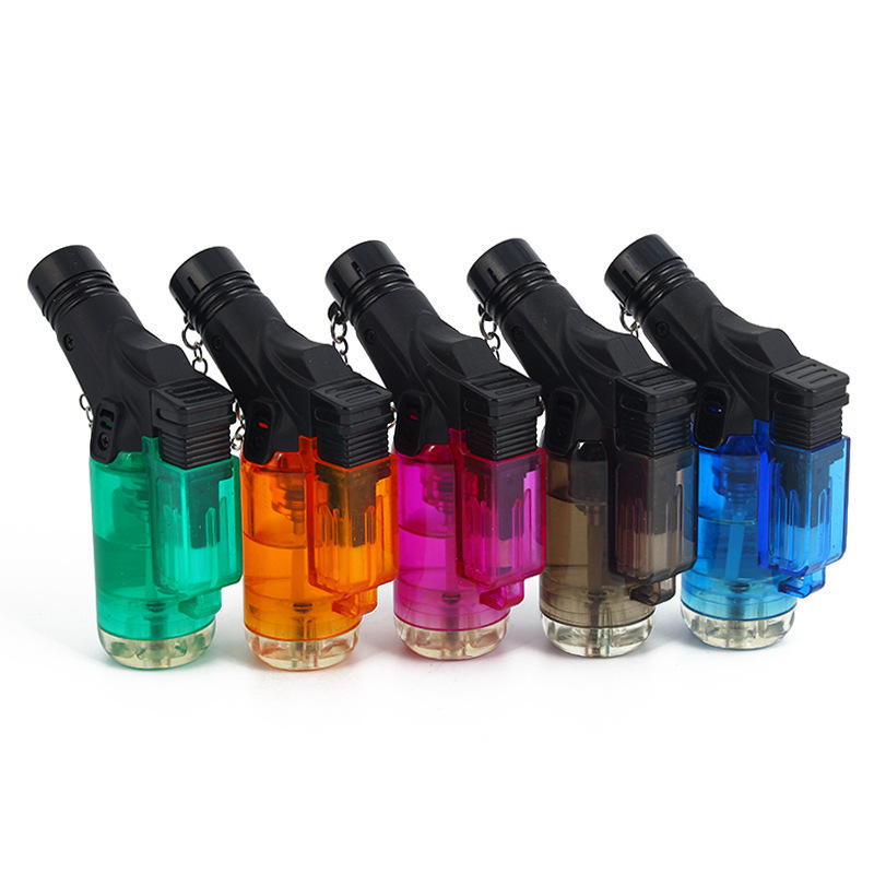 Plastic Transparent Pipe Cigar Lighter Windproof Cool Hookah Shisha Butane Gas Mini Smoking Jet Torch Cigarette Lighter