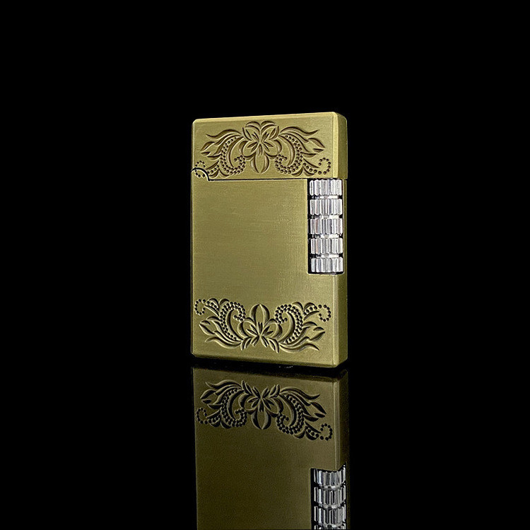 Customized Logo New Gilded Butane Gas Filling Cigarette Lighter Adjustable Open Flame Lighter for Pipe Smoking