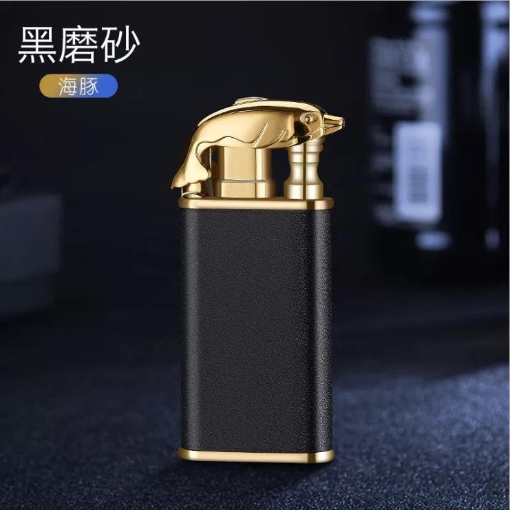 Wholesale Frosted Crocodile Circulating Gas Filling Igniter Windproof Double Flame Lighter for Cigarette