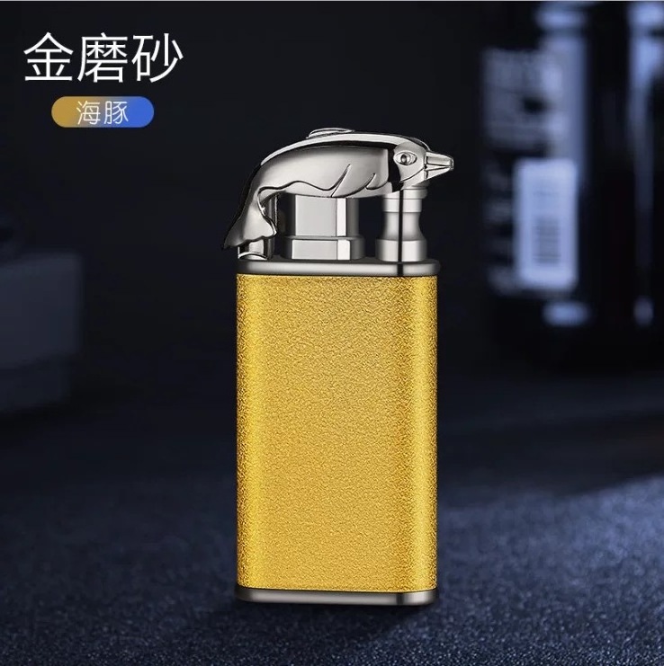 Wholesale Frosted Crocodile Circulating Gas Filling Igniter Windproof Double Flame Lighter for Cigarette