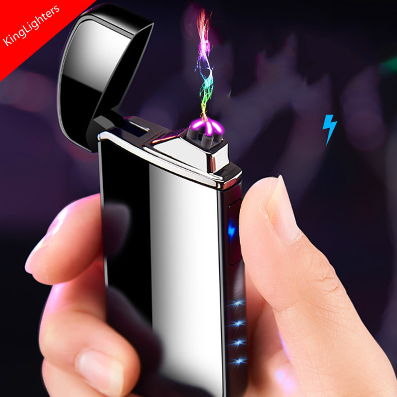 Rechargeable and Windproof Touch Dual Arc Electric Lighter with Custom Logo Printing