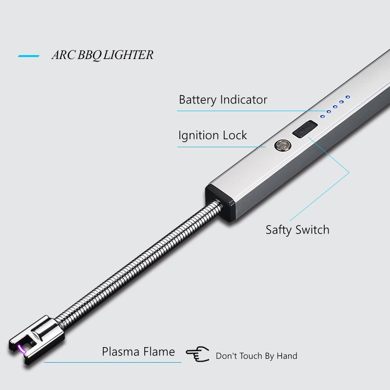 Electronic Long Matches For Candles Refillable Stove Grill Lighter Kitchen Gas Lighter Stick Camping BBQ Arc Lighter