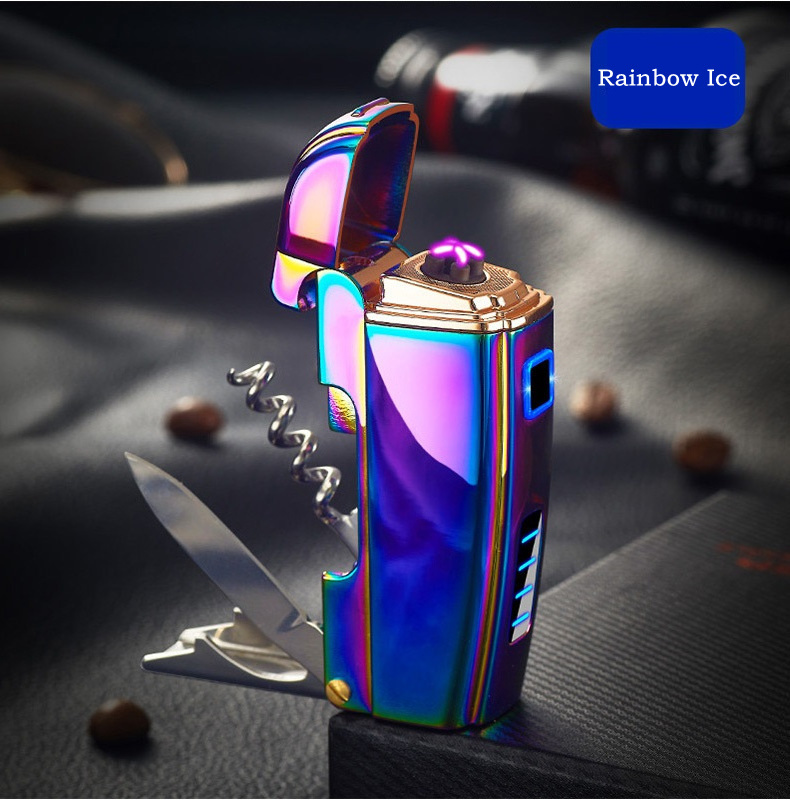 Electric Arc Rechargeable Lighter Windproof Flameless Lighter Plasma Lighter with Battery Indicator