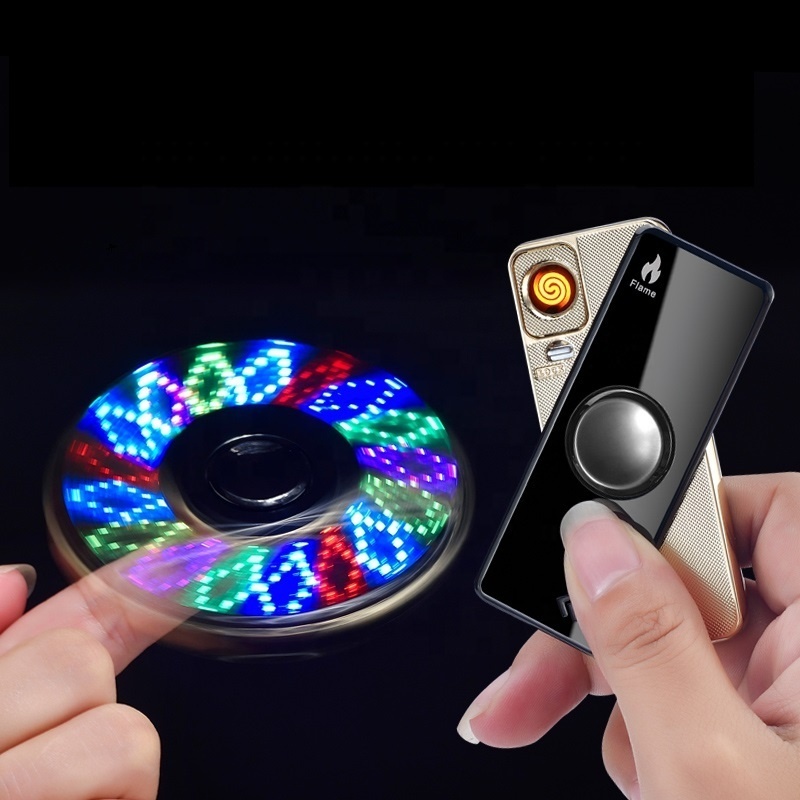 Hot Rainbow Easy Carry Anxiety Relief Reduce Stress Finger Fidget Spinner USB Lighter