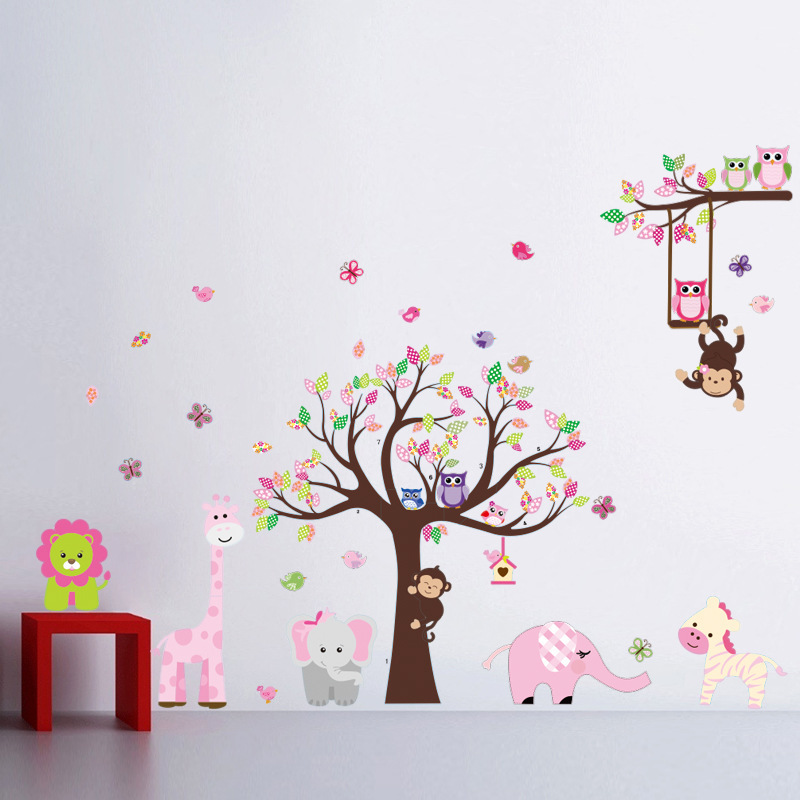 140*235cm Jungle Safari Forest Animal Cute PVC Wall Stickers New Arrival Hot Selling Wall Decals For Home Decor 1213