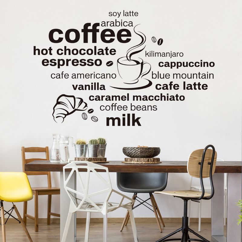 coffee quote wall stickers coffee cup coffee beans wall stickers home decor vinyl home decoration