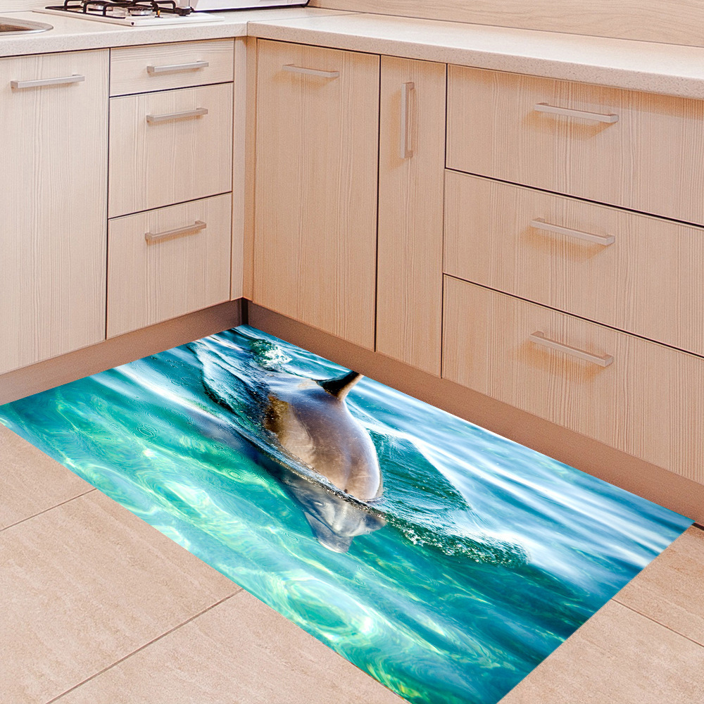 3d Deep Sea Dolphin Fish Floor Sticker For Bedroom Living Room Home Decoration Diy Creative Wall Mural Art Pvc Decal