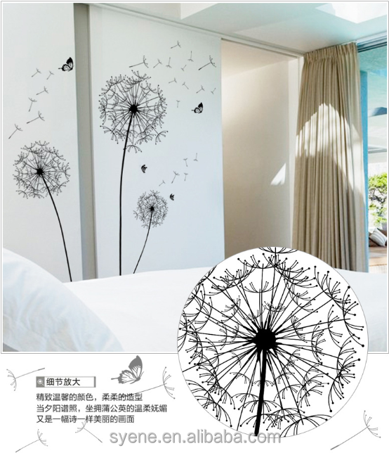 large decorative wall stickers kids room decoration 3d stickers removable flying dandelion wall stickers decal home decor mural