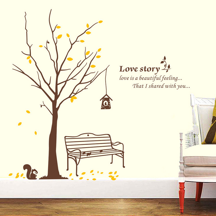 Cute Owls with Birds Stand on The Tree Wall Decals Tree Wall Decals Tree Wall Sticker for Kid Baby Nursery Room