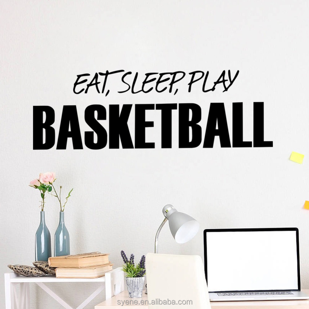 inspirational wall decor dining room wall stickers art vinyl quotes eat sleep play basketball letters kitchen wall decor