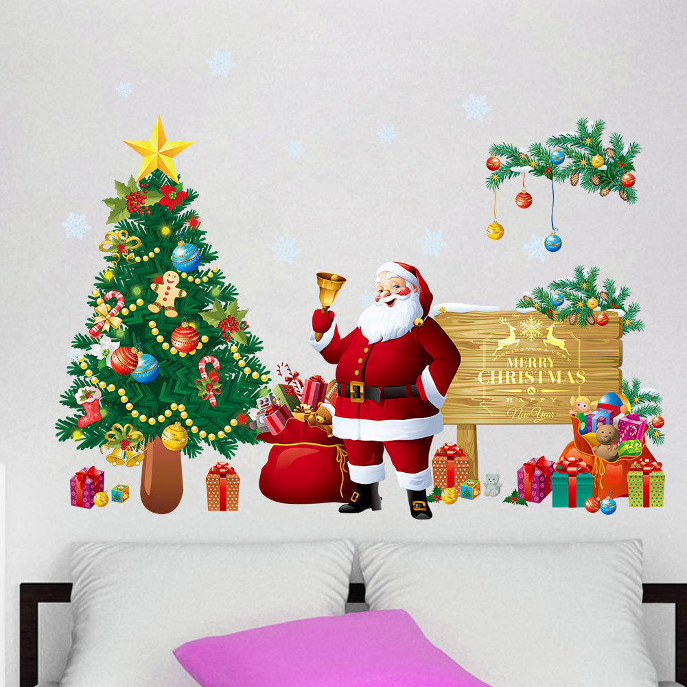 Christmas tree Vinyl Wall Stickers New Year Glass window Home Decor Art Decals 3D Wallpaper decorations for home Mural Poster