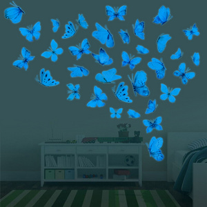 New blue light butterfly luminous wall stickers children's room bedroom decoration removable waterproof luminous wall stickers