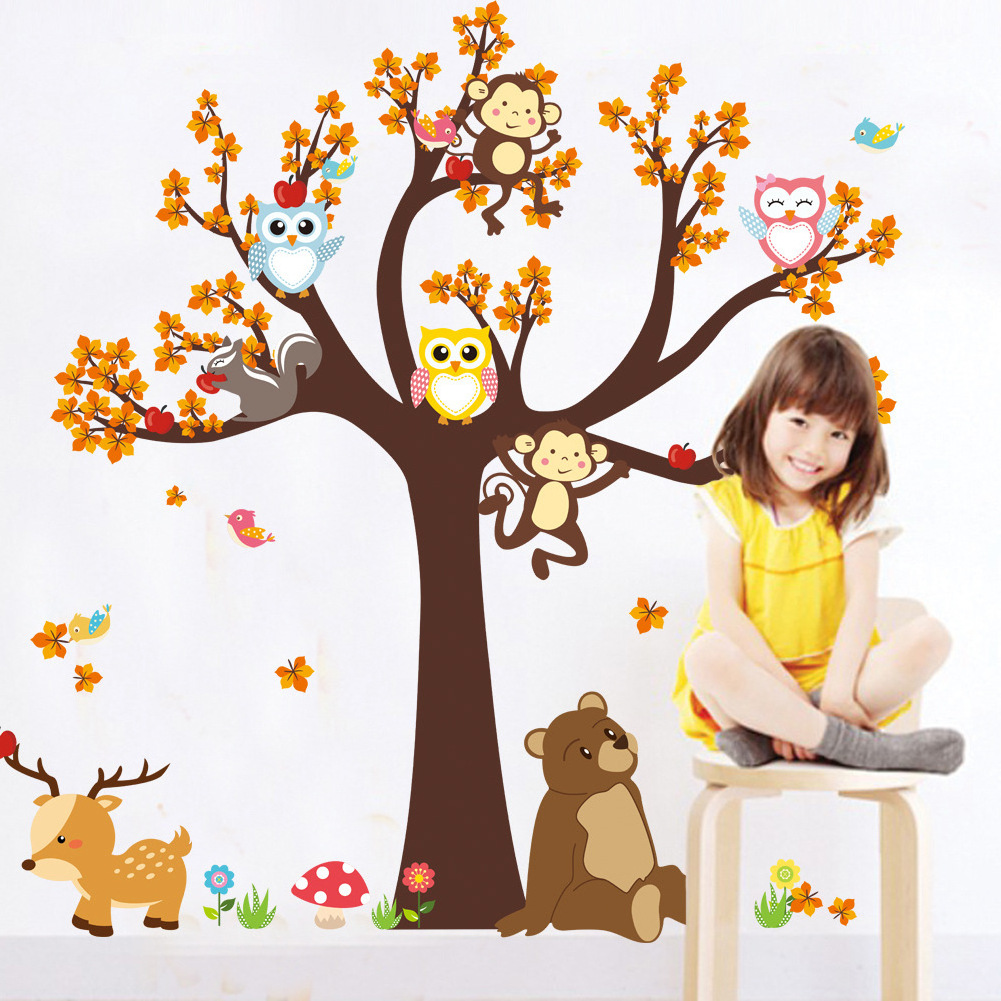 Bedroom Wall Sticker For Kids Room stickers Elephant Giraffe Bird Living room Door Stickers Decoration Home Accessories