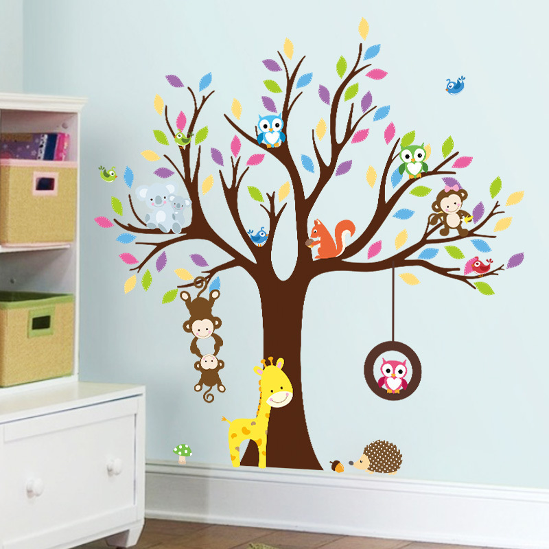 Bedroom Wall Sticker For Kids Room stickers Elephant Giraffe Bird Living room Door Stickers Decoration Home Accessories