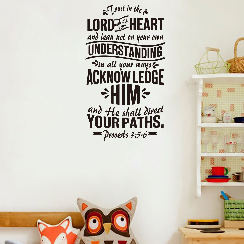 Trust In The Lord Verse Wall Sticker Proverbs Quote Vinyl Sticker for Living Room Bedroom Office Dorm Vinyl Murals