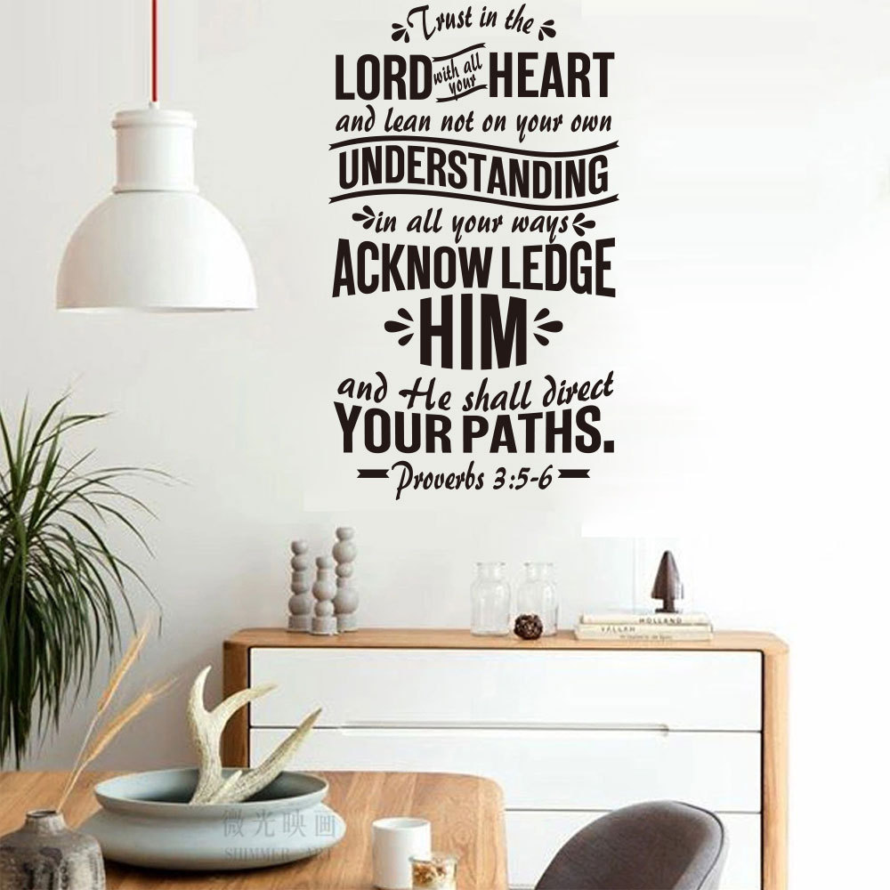 Trust In The Lord Verse Wall Sticker Proverbs Quote Vinyl Sticker for Living Room Bedroom Office Dorm Vinyl Murals