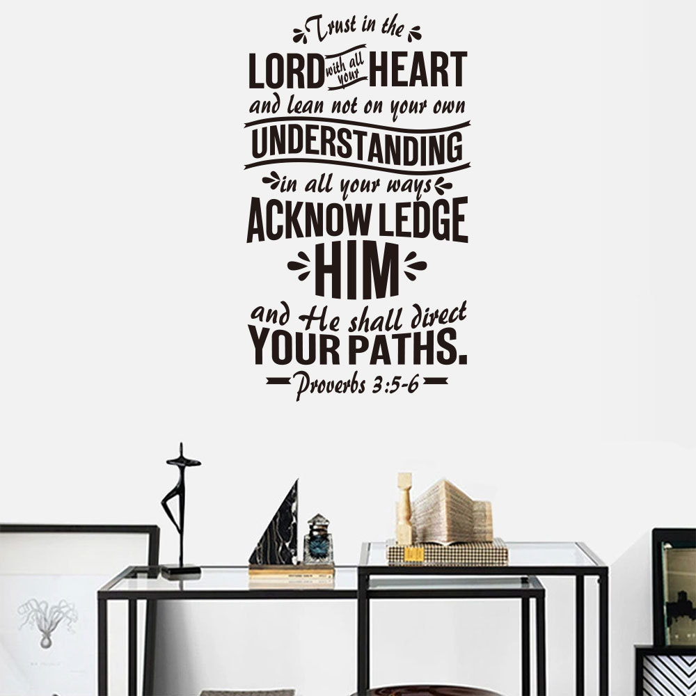 Trust In The Lord Verse Wall Sticker Proverbs Quote Vinyl Sticker for Living Room Bedroom Office Dorm Vinyl Murals