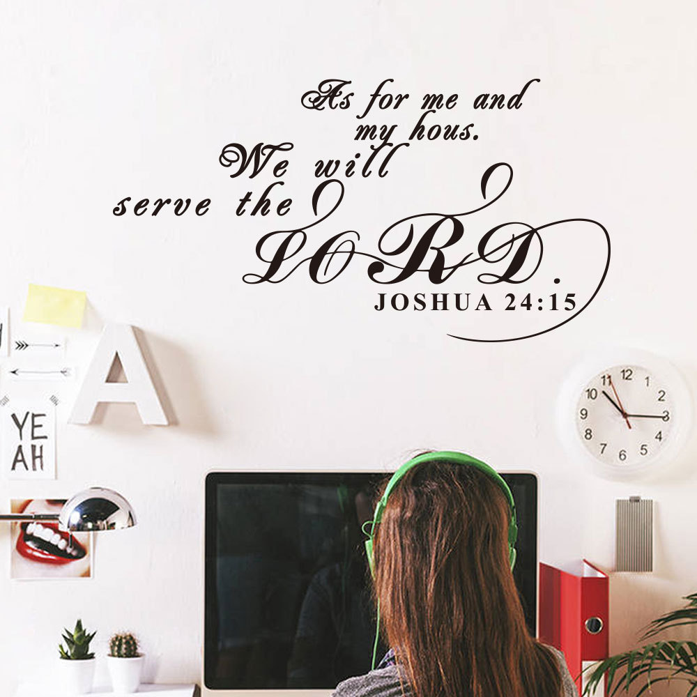 Wall Decals Bible Verse Quotes As for Me and My House Joshua Vinyl Wall Stickers Art Saying Pray Words Christian Spiritual Scrip