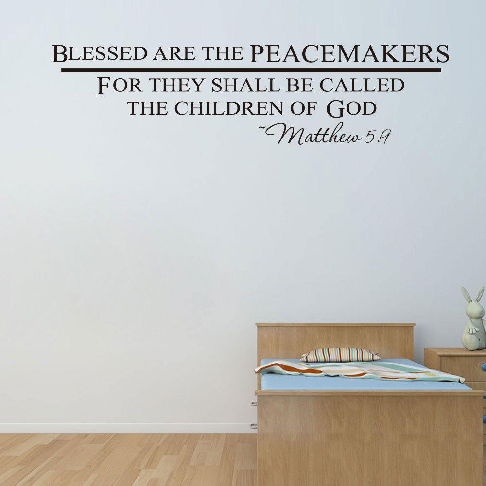 Blessed God Quote Wall Decal Bedroom Living Room Bible Verse Matthew 5:9 Religion Quote Wall Sticker