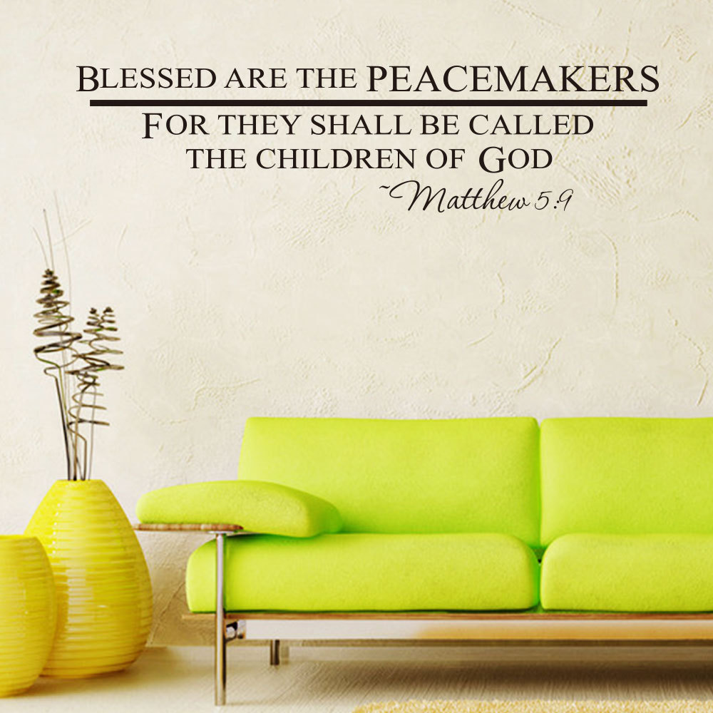 Blessed God Quote Wall Decal Bedroom Living Room Bible Verse Matthew 5:9 Religion Quote Wall Sticker