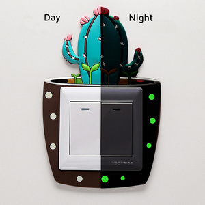 Luminous Switch Outlet Wall Sticker Cartoon Animal Switch cover Room Decor 3D Silicone On-off Switch Sticker