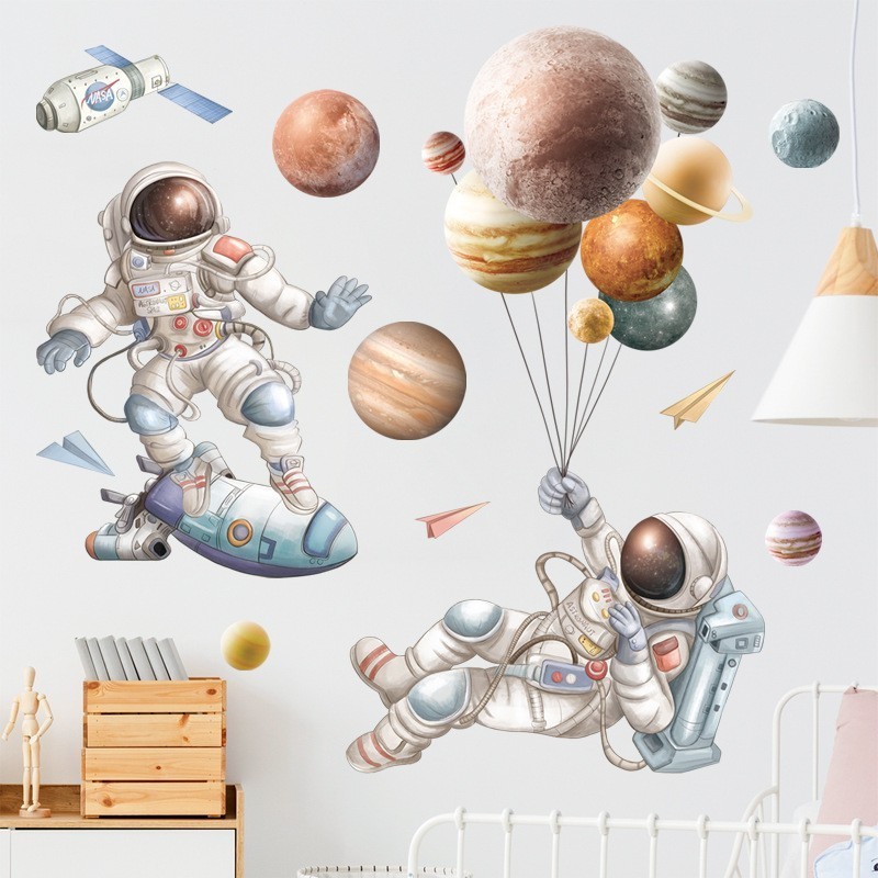 Removable pvc sticker solar system planet wall sticker for living room wall decoration educational Wall decals