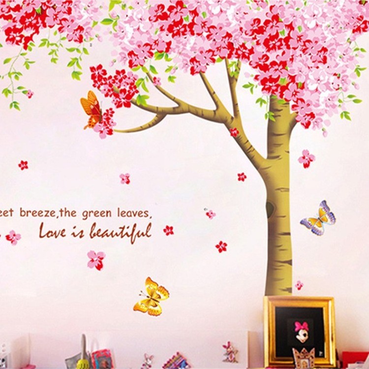 Giant XL Cherry Blossom Tree Wall Stickers Decals Peel and Stick Removable Romantic Valentine Flower Wall Home Decor Stickers