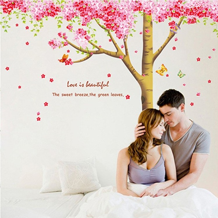 Giant XL Cherry Blossom Tree Wall Stickers Decals Peel and Stick Removable Romantic Valentine Flower Wall Home Decor Stickers