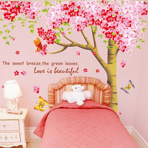 Giant XL Cherry Blossom Tree Wall Stickers Decals Peel and Stick Removable Romantic Valentine Flower Wall Home Decor Stickers