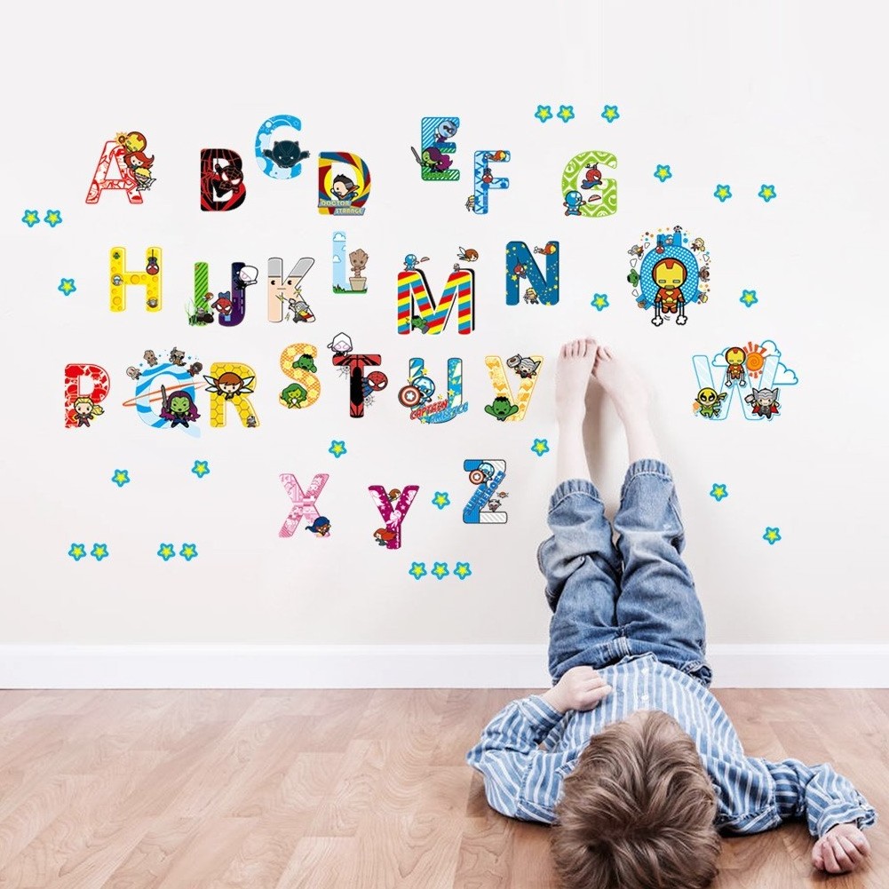 Alphabet 3D Wood Wall Decals for Kids' Rooms and Classrooms Educational ABC Letter Stickers for Bedroom Playrooms Art-Themed