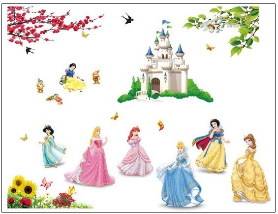 Princess 3D Peel and Stick Wall Decals Wood Removable Wall Mural for Girls and Kids Bedroom Baby Nursery Decoration