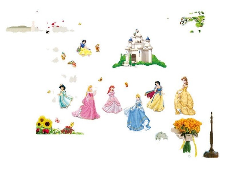 Princess 3D Peel and Stick Wall Decals Wood Removable Wall Mural for Girls and Kids Bedroom Baby Nursery Decoration