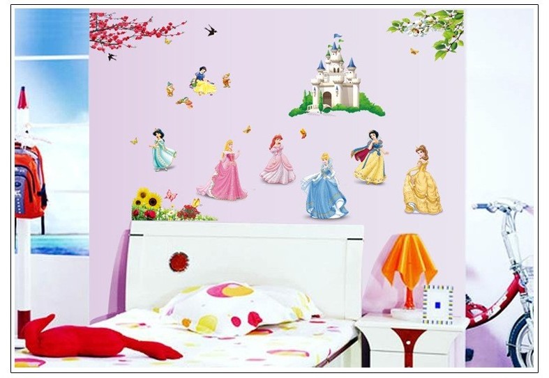 Princess 3D Peel and Stick Wall Decals Wood Removable Wall Mural for Girls and Kids Bedroom Baby Nursery Decoration