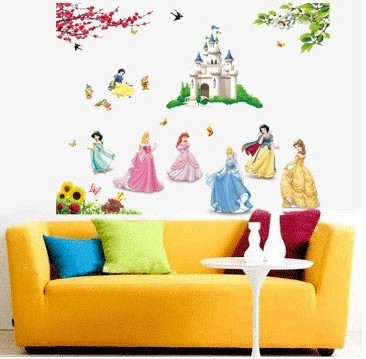 Princess 3D Peel and Stick Wall Decals Wood Removable Wall Mural for Girls and Kids Bedroom Baby Nursery Decoration