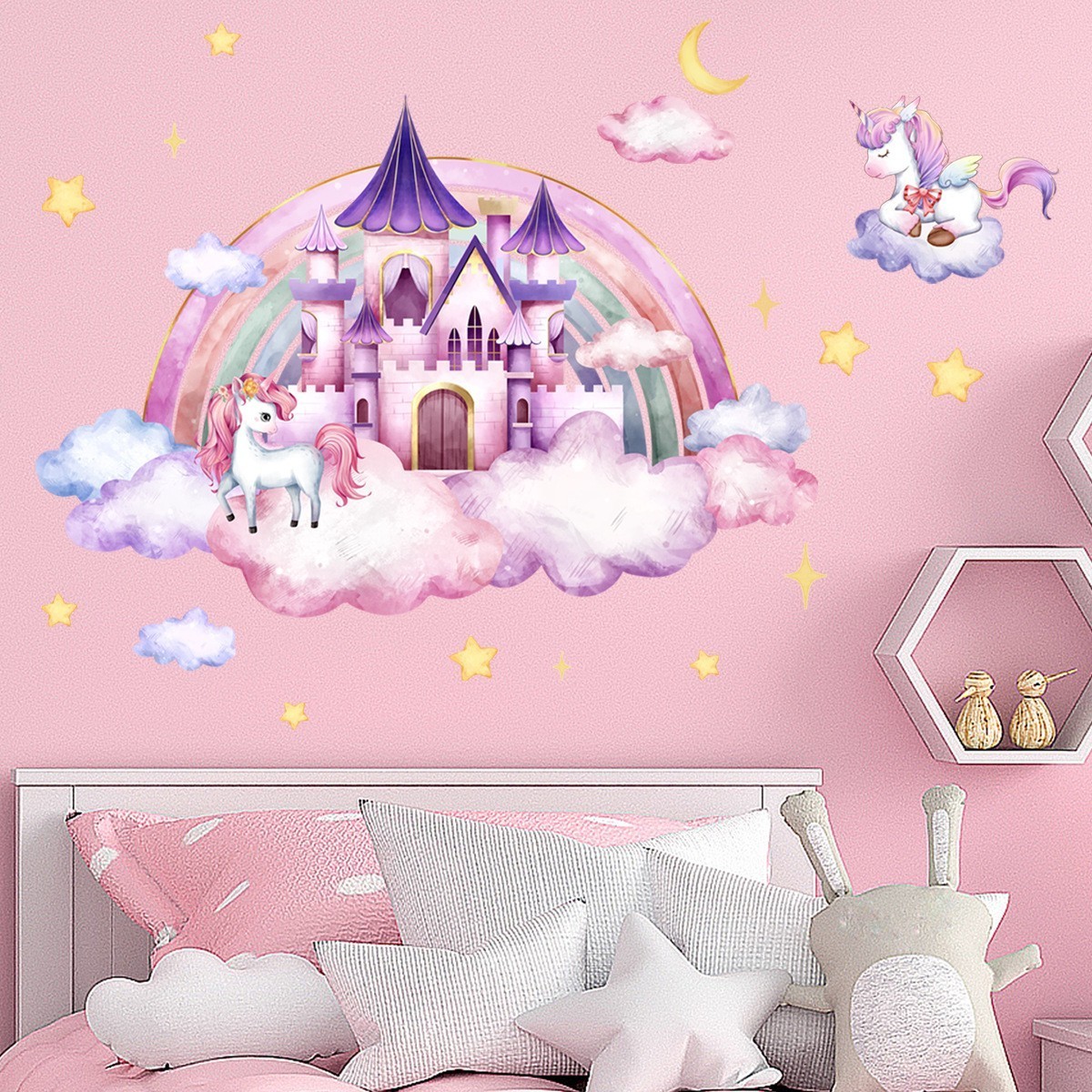 Cartoon Cute Wall Decals Removable Wall Stickers Girls Bedroom Decal, Art Decoration Decals Rabbit Wall Sticker