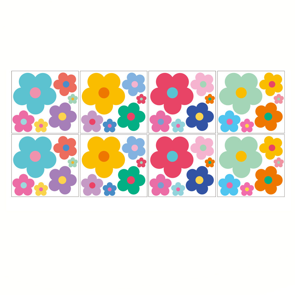 Colorful small flower wall stickers cute retro flowers kindergarten girls bedroom children's room decoration decal