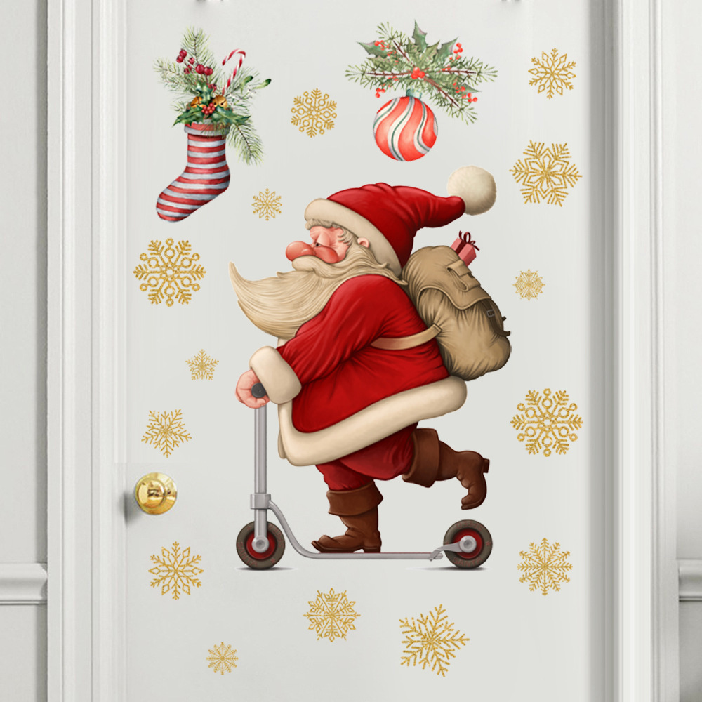 Christmas scene layout Christmas stickers Santa Claus snowflake glass door stickers PVC wall stickers